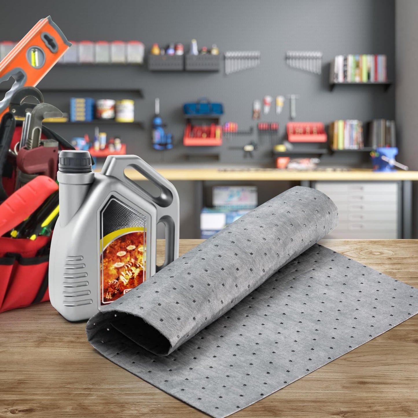 Spill Absorbent Pads 15" x 20" Heavyweight Oil Absorbing Mats,White Absorbing Heavy Weight Oil-Only Absorbent Mat Pad (30PCS)