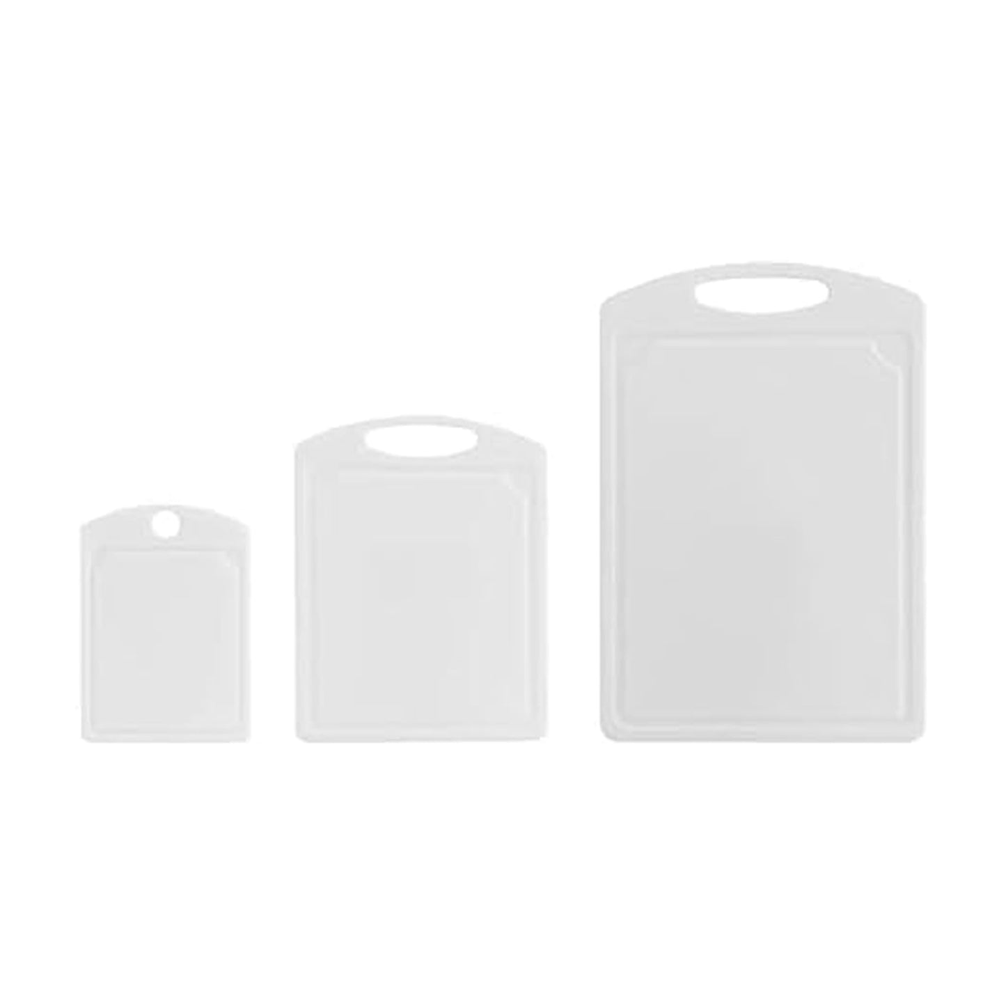 Farberware Plastic Cutting Board Set, Dishwasher- Safe Poly Chopping Board for Kitchen with Easy Grip Handles, Set of 3, White