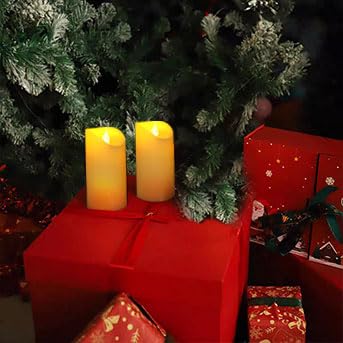CANDLE CHOICE Waterproof Outdoor Battery Operated Flameless Candles with Remote Timer Plastic Flickering Fake Electric LED Pillars for Lantern Garden Wedding Christmas Decorations 3x4 Inches 2 PCS