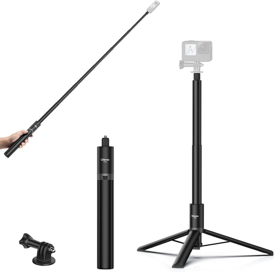 ULANZI TT52 59in Invisible Selfie Stick Tripod, Extendable Pole Selfie Stick Handle Grip Compatible with DJI OSMO 360/OSMO Pocket 3/Insta 360 x5 x4 x3 w Adapter for G-O P-RO Hero 13 12 11 10 9 8 7 6