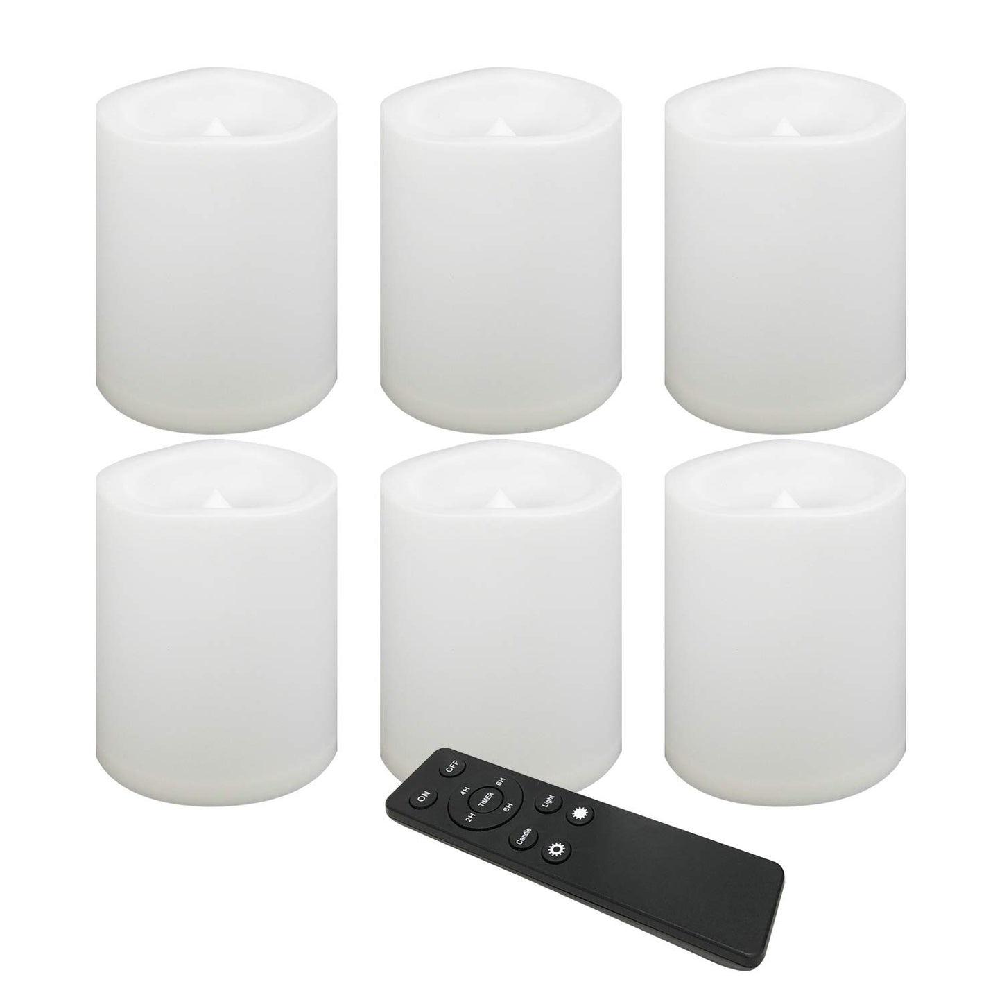 CANDLE CHOICE Waterproof Outdoor Battery Operated Flameless Candles with Remote Timer Plastic Flickering Fake Electric LED Pillars for Lantern Garden Wedding Christmas Decorations 3x4 Inches 2 PCS