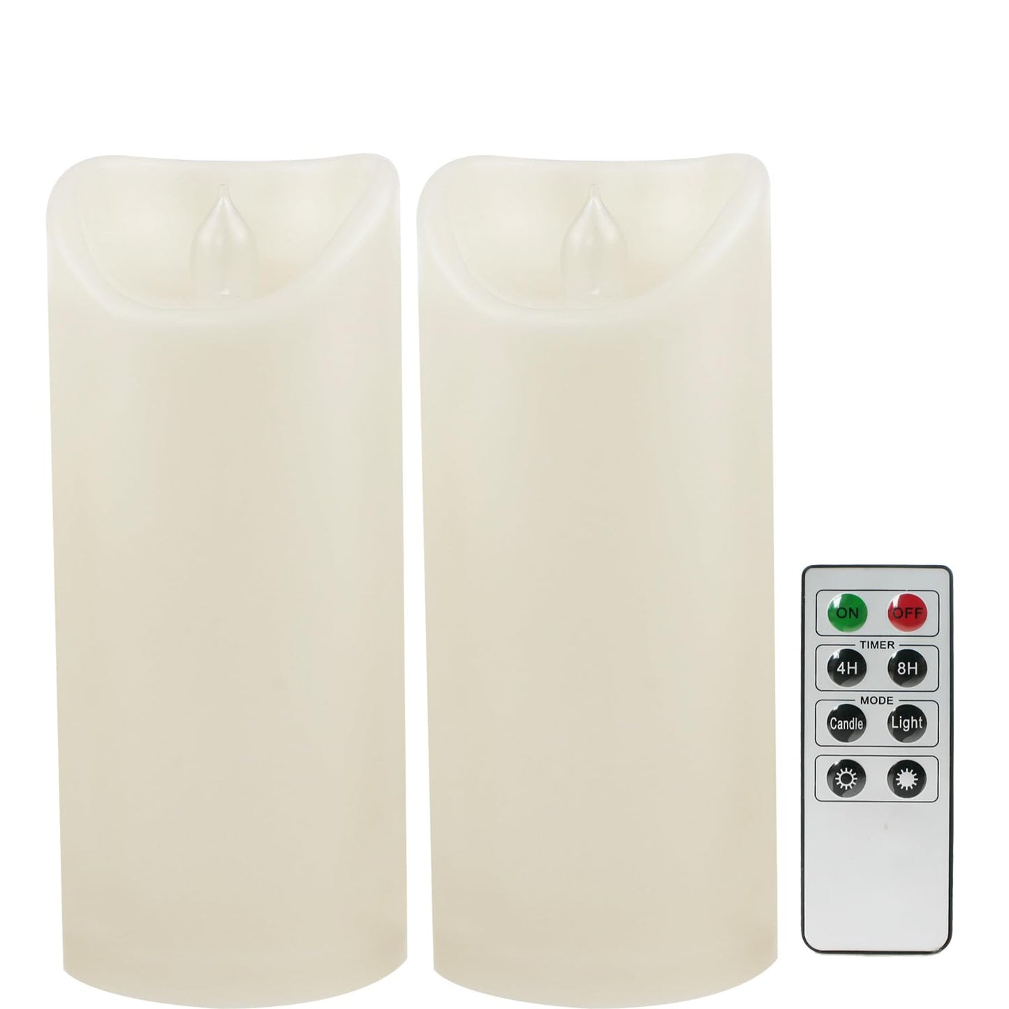 CANDLE CHOICE Waterproof Outdoor Battery Operated Flameless Candles with Remote Timer Plastic Flickering Fake Electric LED Pillars for Lantern Garden Wedding Christmas Decorations 3x4 Inches 2 PCS