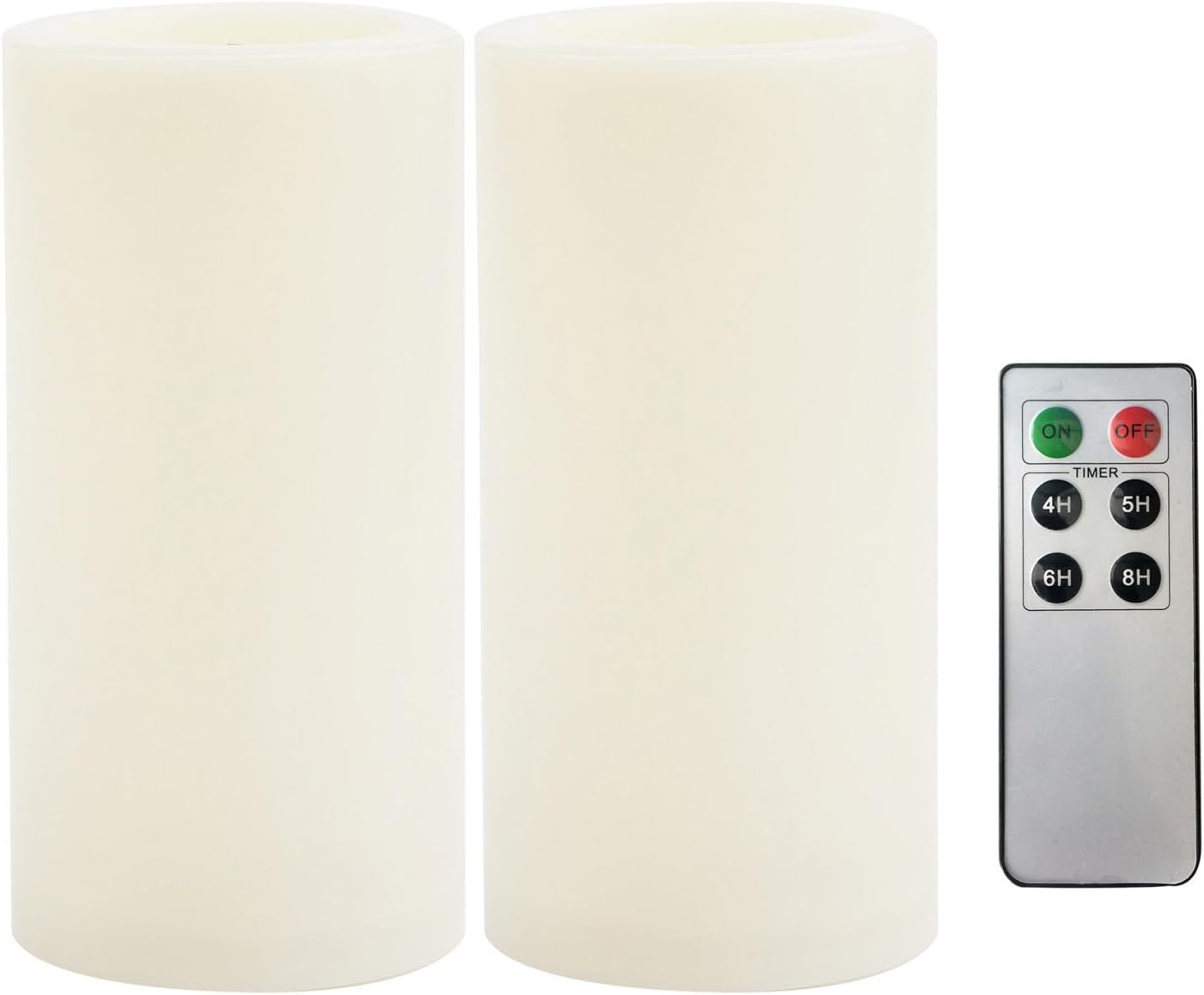 CANDLE CHOICE Waterproof Outdoor Battery Operated Flameless Candles with Remote Timer Plastic Flickering Fake Electric LED Pillars for Lantern Garden Wedding Christmas Decorations 3x4 Inches 2 PCS