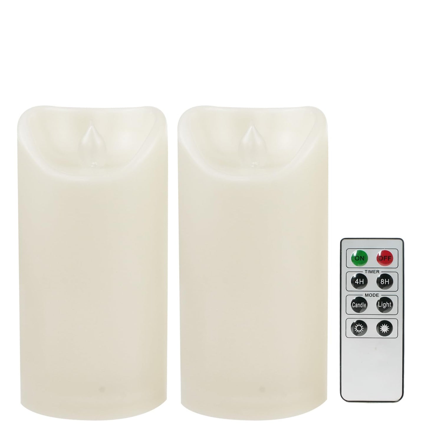 CANDLE CHOICE Waterproof Outdoor Battery Operated Flameless Candles with Remote Timer Plastic Flickering Fake Electric LED Pillars for Lantern Garden Wedding Christmas Decorations 3x4 Inches 2 PCS