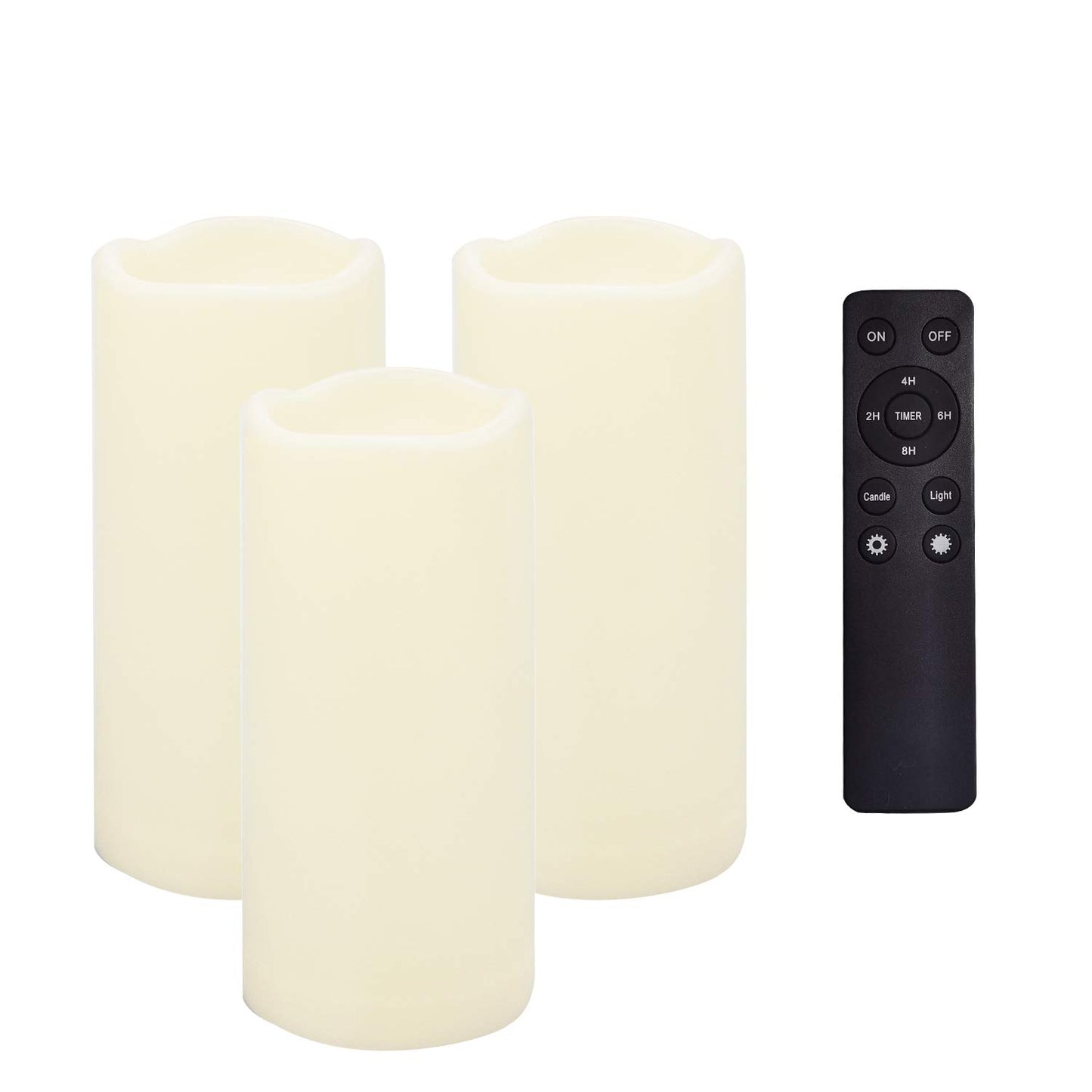 CANDLE CHOICE Waterproof Outdoor Battery Operated Flameless Candles with Remote Timer Plastic Flickering Fake Electric LED Pillars for Lantern Garden Wedding Christmas Decorations 3x4 Inches 2 PCS