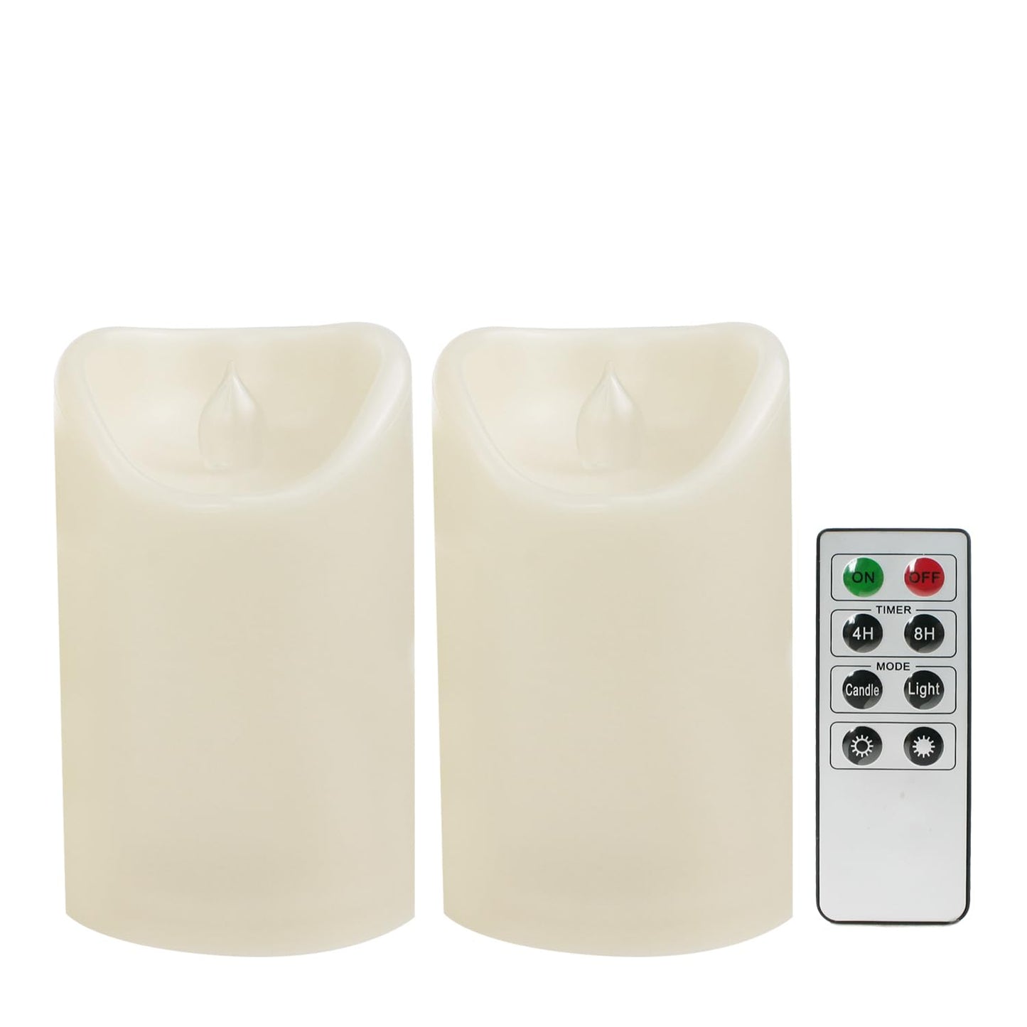 CANDLE CHOICE Waterproof Outdoor Battery Operated Flameless Candles with Remote Timer Plastic Flickering Fake Electric LED Pillars for Lantern Garden Wedding Christmas Decorations 3x4 Inches 2 PCS