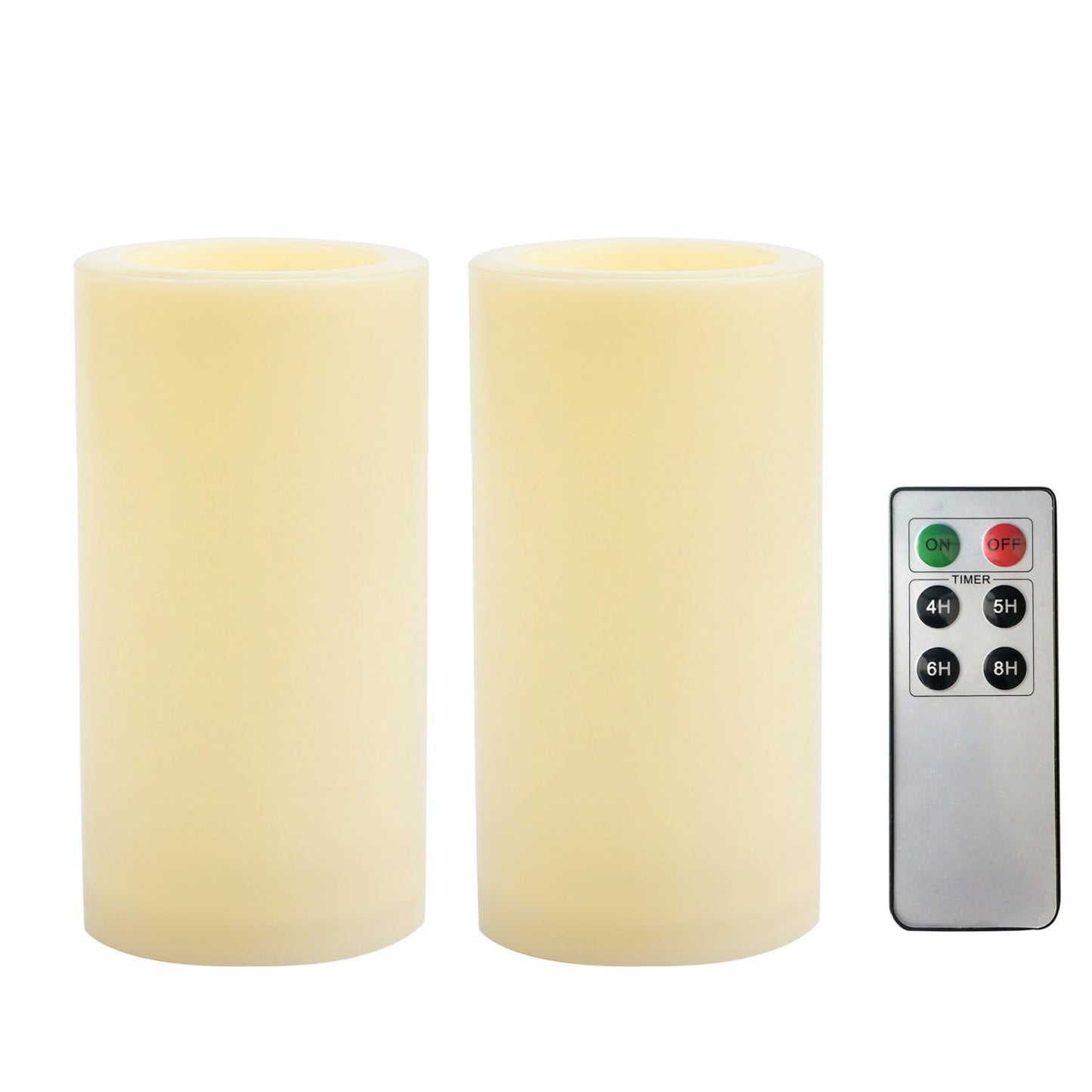 CANDLE CHOICE Waterproof Outdoor Battery Operated Flameless Candles with Remote Timer Plastic Flickering Fake Electric LED Pillars for Lantern Garden Wedding Christmas Decorations 3x4 Inches 2 PCS