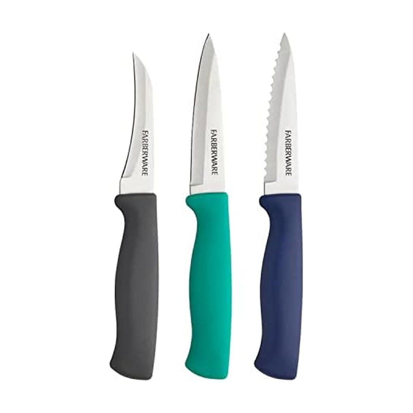 Farberware Stainless Steel Chef Knife Set, 3 Piece, Black