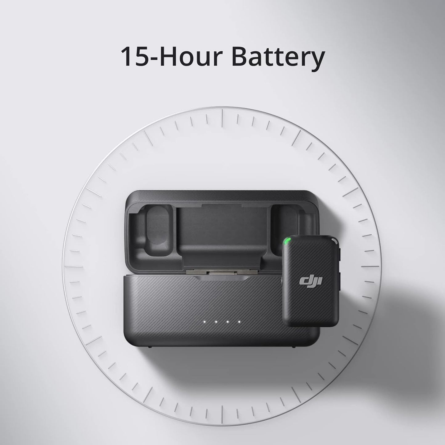 DJI Mic (2 TX + 1 RX + Charging Case), Wireless Lavalier Microphone, 250m (820 ft.) Range, 15-Hour Battery, Noise Cancellation Wireless Microphone for PC, iPhone, Record Interview, YouTube, Black