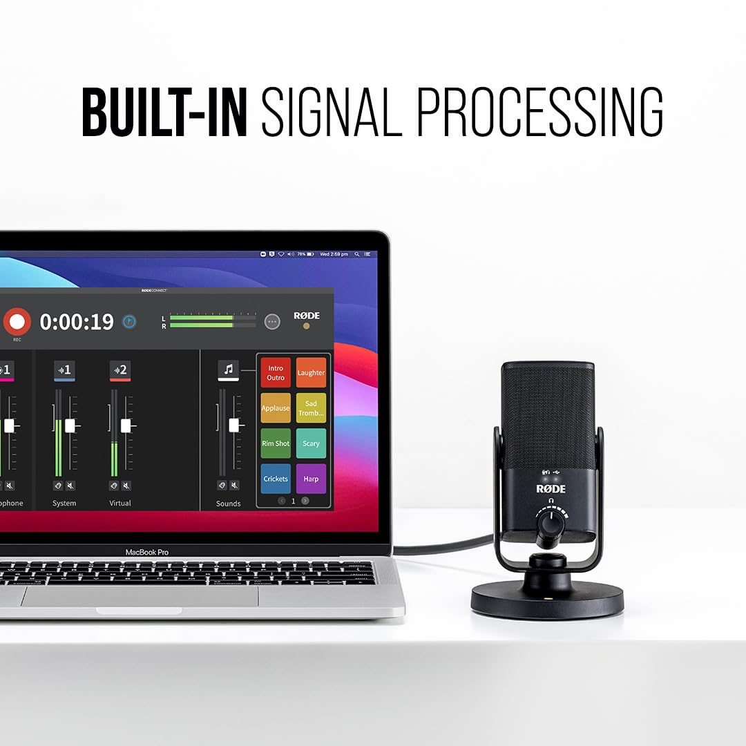 RØDE NT-USB+ Professional-Grade USB Condenser Microphone For Recording Studio Quality Audio Directly To A Computer Or Mobile Device, Black