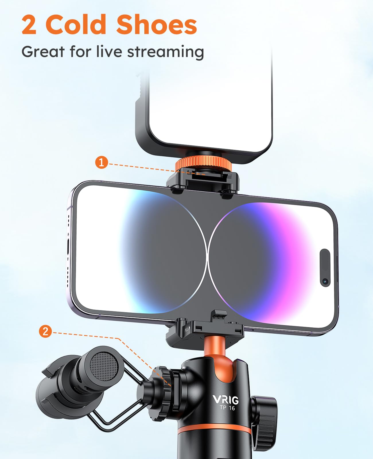 VRIG 57" Extendable Phone Tripod & Camera Tripod,3in1 Selfie Stick with Wireless Remote Shutter,360° Ball Head Cold Shoe Cell Phone Stand for iPhone/Gopro/Nikon Canon Camera