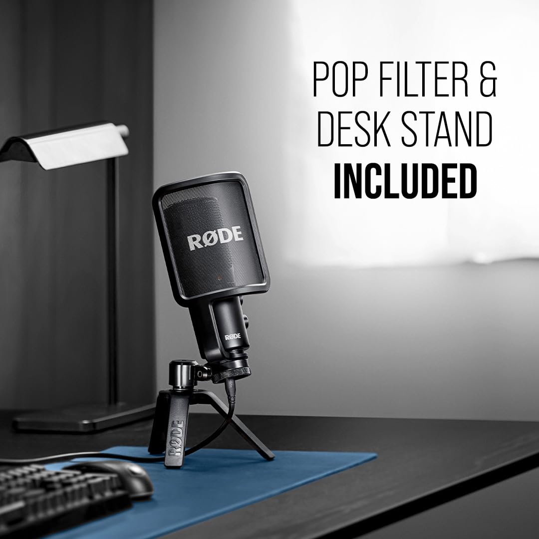 RØDE NT-USB+ Professional-Grade USB Condenser Microphone For Recording Studio Quality Audio Directly To A Computer Or Mobile Device, Black