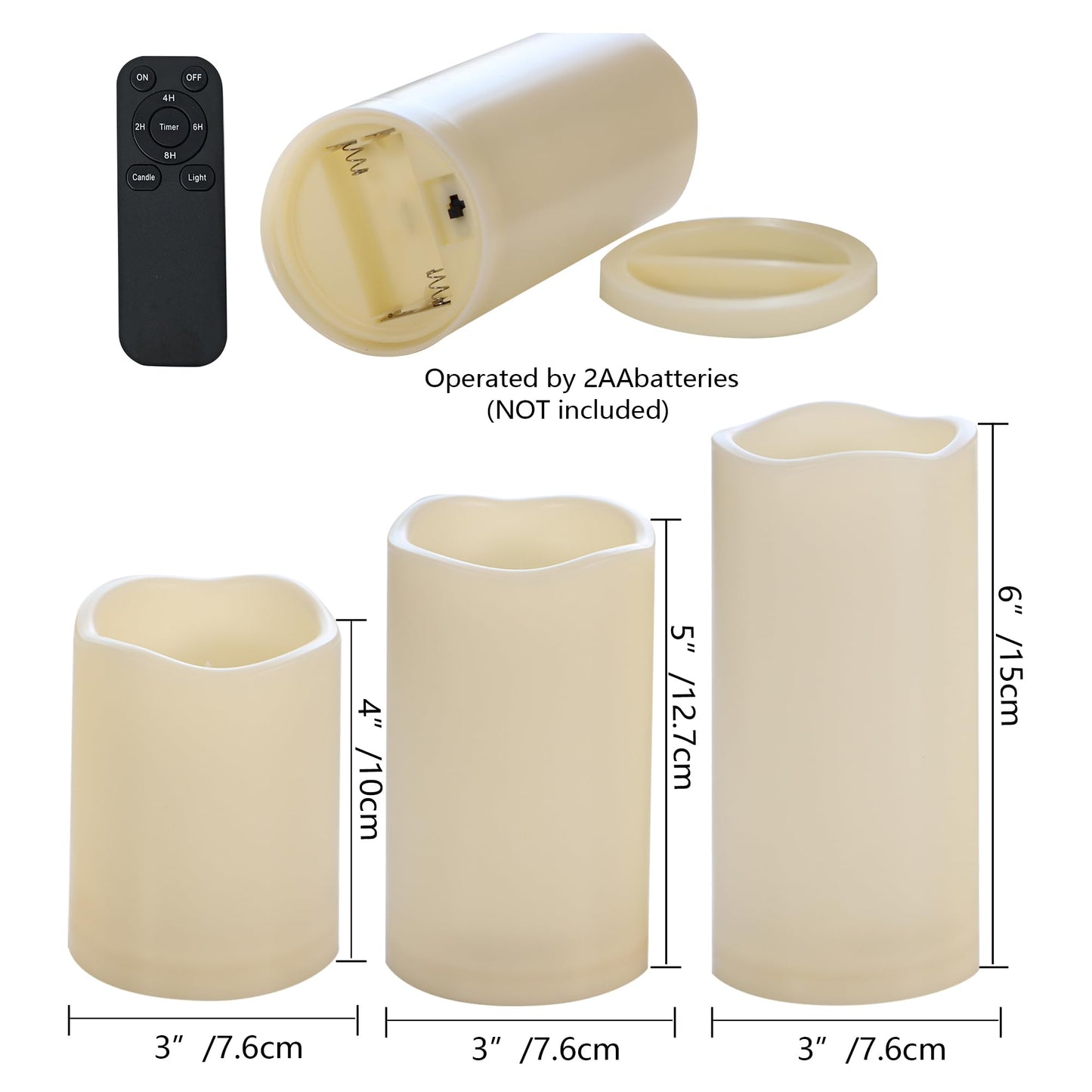 CANDLE CHOICE Waterproof Outdoor Battery Operated Flameless Candles with Remote Timer Plastic Flickering Fake Electric LED Pillars for Lantern Garden Wedding Christmas Decorations 3x4 Inches 2 PCS