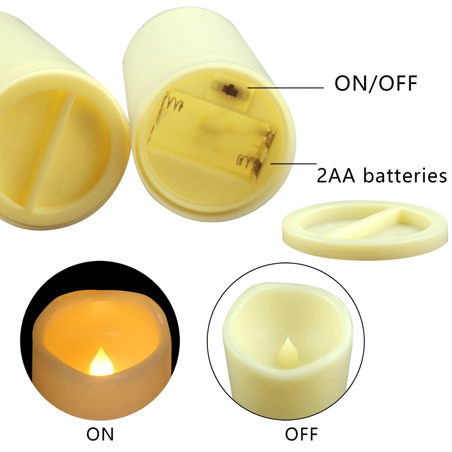 CANDLE CHOICE Waterproof Outdoor Battery Operated Flameless Candles with Remote Timer Plastic Flickering Fake Electric LED Pillars for Lantern Garden Wedding Christmas Decorations 3x4 Inches 2 PCS