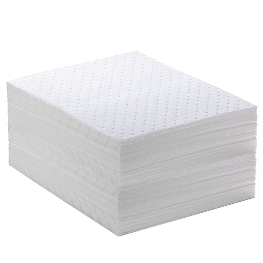 Spill Absorbent Pads 15" x 20" Heavyweight Oil Absorbing Mats,White Absorbing Heavy Weight Oil-Only Absorbent Mat Pad (30PCS)