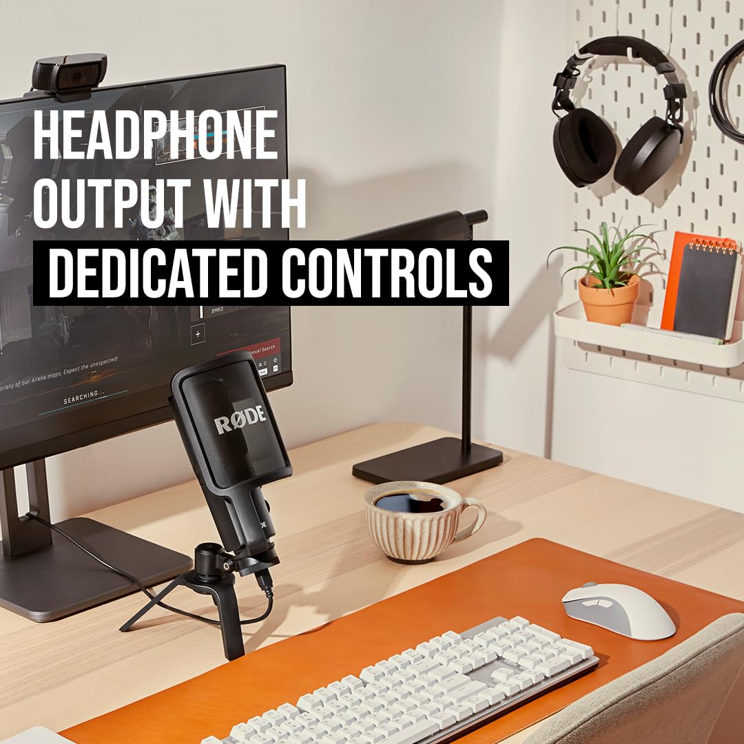 RØDE NT-USB+ Professional-Grade USB Condenser Microphone For Recording Studio Quality Audio Directly To A Computer Or Mobile Device, Black