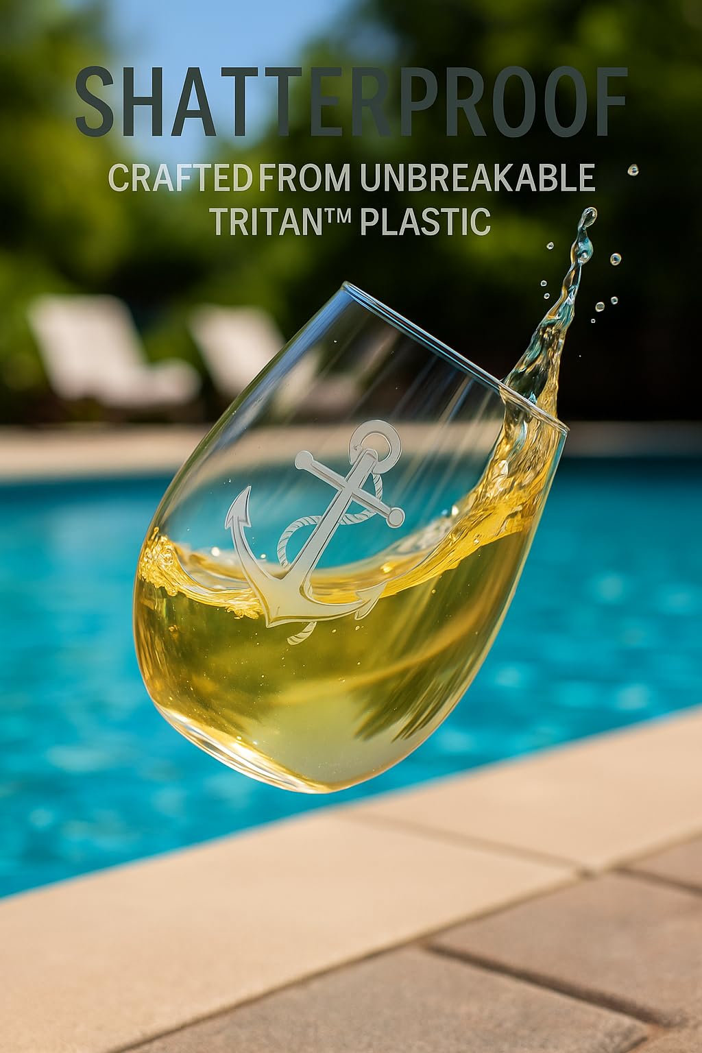 Set of 4 Stemless Boat Wine Glasses – 16oz Unbreakable Nautical Glasses with Anchor, Compass, Helm & Life Ring – BPA-Free Tritan Plastic, Dishwasher Safe – Ideal for Boats, Pool, RV & Outdoor Use