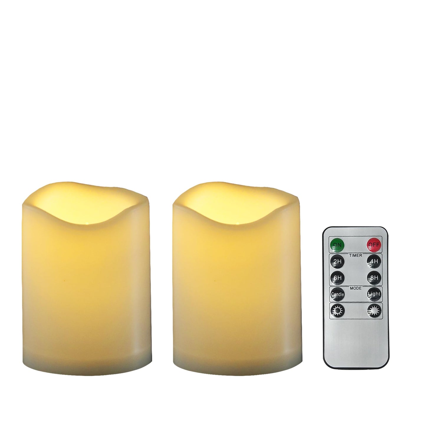 CANDLE CHOICE Waterproof Outdoor Battery Operated Flameless Candles with Remote Timer Plastic Flickering Fake Electric LED Pillars for Lantern Garden Wedding Christmas Decorations 3x4 Inches 2 PCS
