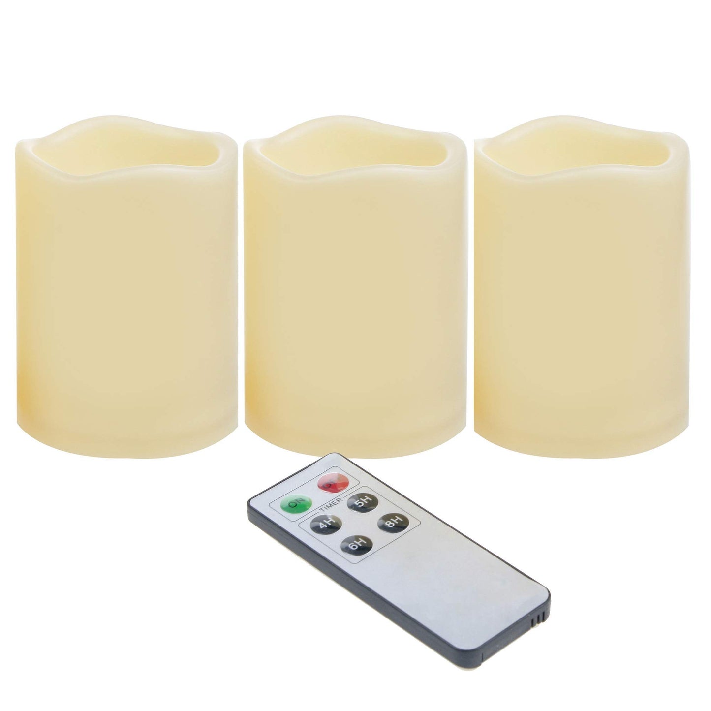 CANDLE CHOICE Waterproof Outdoor Battery Operated Flameless Candles with Remote Timer Plastic Flickering Fake Electric LED Pillars for Lantern Garden Wedding Christmas Decorations 3x4 Inches 2 PCS