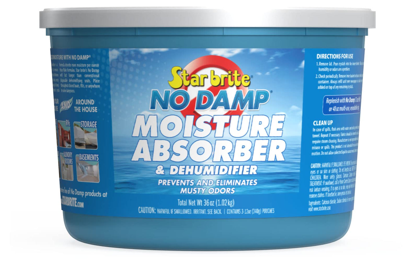 STAR BRITE No Damp Moisture Absorber & Dehumidifier - Simple, Portable, Humidity Control for Boats, RVs, Seasonal Homes & More - Prevent Musty Odor & Moisture Damage - 12 OZ (085412)