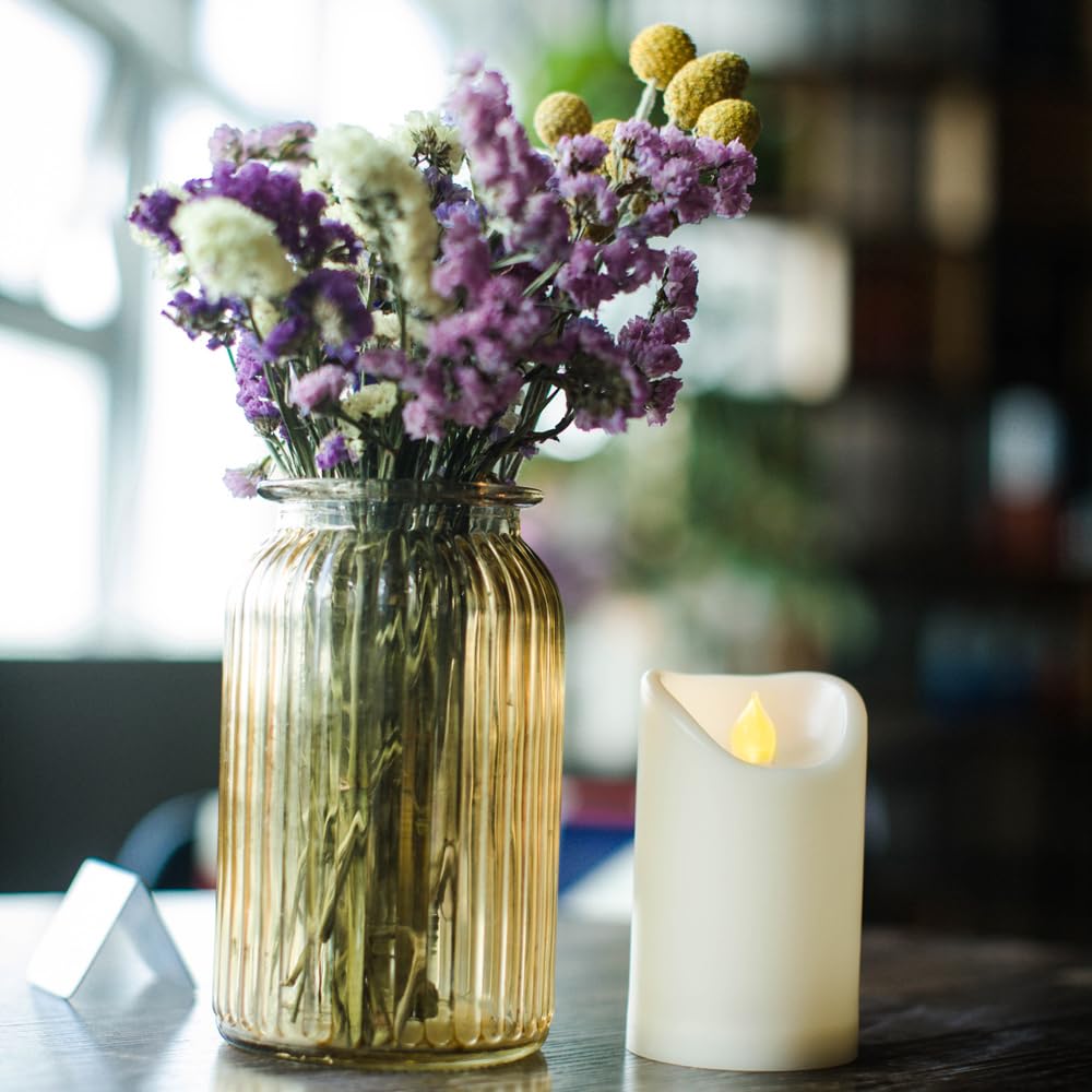 CANDLE CHOICE Waterproof Outdoor Battery Operated Flameless Candles with Remote Timer Plastic Flickering Fake Electric LED Pillars for Lantern Garden Wedding Christmas Decorations 3x4 Inches 2 PCS