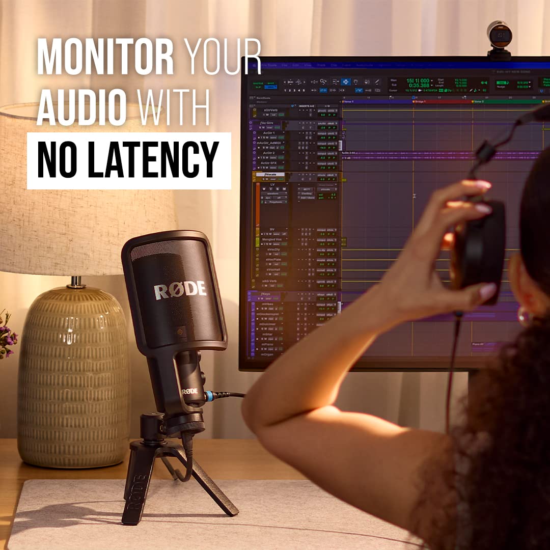 RØDE NT-USB+ Professional-Grade USB Condenser Microphone For Recording Studio Quality Audio Directly To A Computer Or Mobile Device, Black