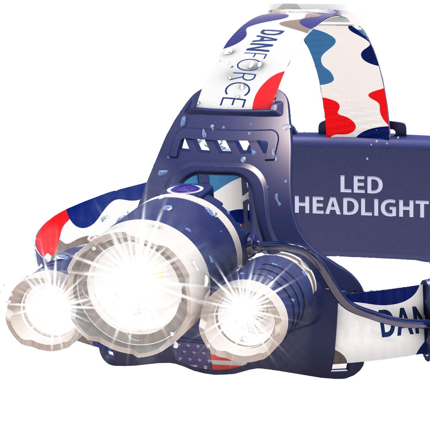 DanForce Headlamp. USB Rechargeable LED Head Lamp. Ultra Bright LUMINUS 1080 Lumen Headlamp Flashlight + Red Light. HeadLamps for Adults, Camping, Outdoors & Hard Hat Light. Zoomable IPX54 Headlight