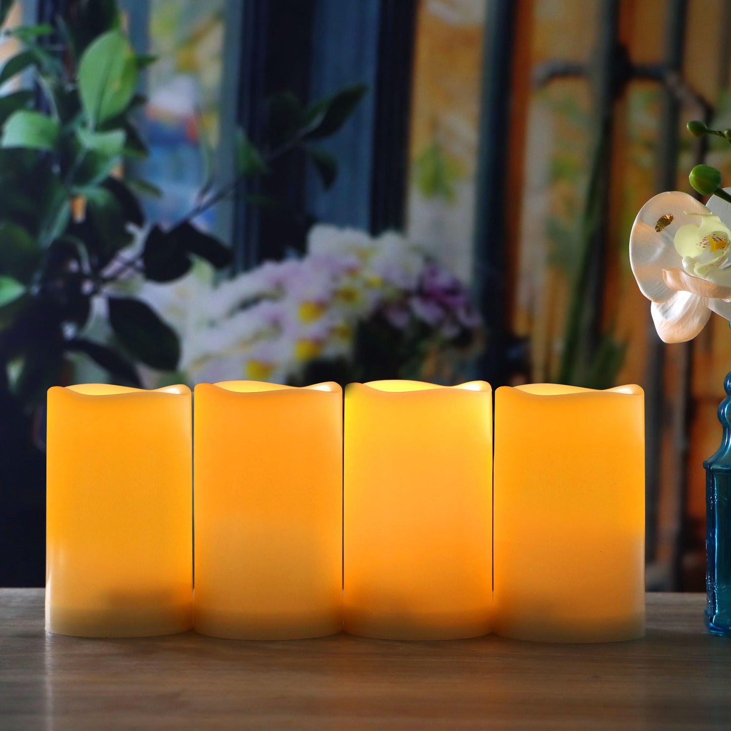 CANDLE CHOICE Waterproof Outdoor Battery Operated Flameless Candles with Remote Timer Plastic Flickering Fake Electric LED Pillars for Lantern Garden Wedding Christmas Decorations 3x4 Inches 2 PCS