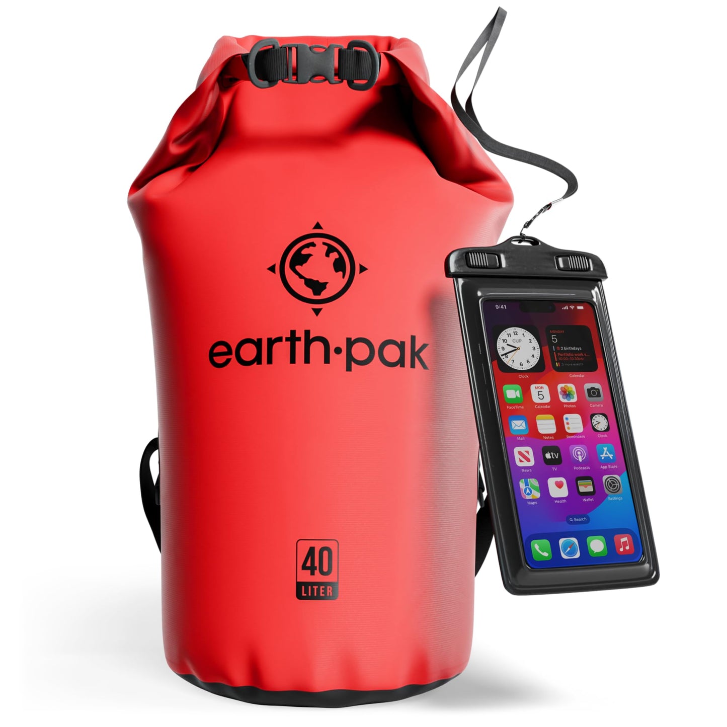 Earth Pak Waterproof Dry Bag - Roll Top Waterproof Backpack Sack Keeps Gear Dry for Kayak with Waterproof Phone Case