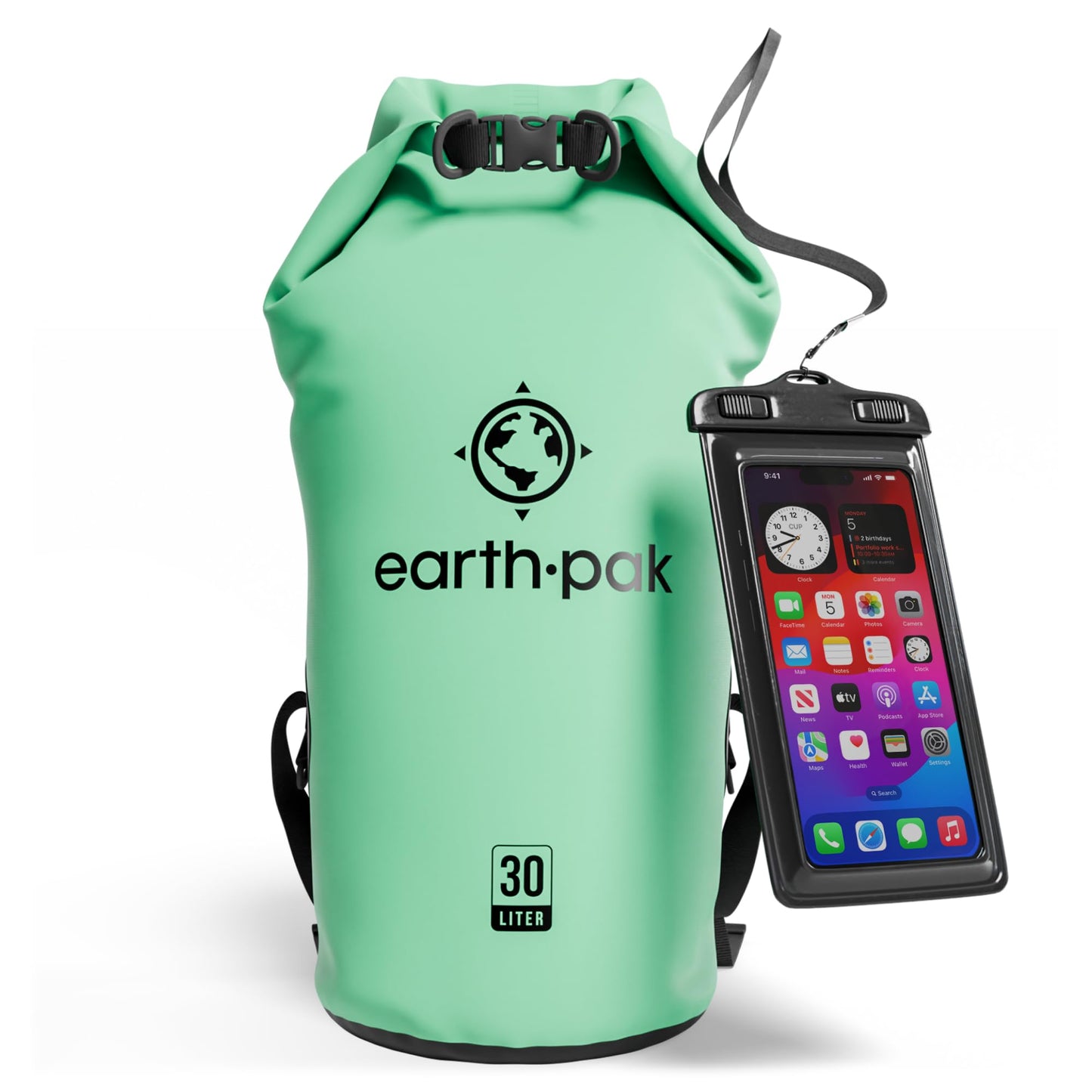 Earth Pak Waterproof Dry Bag - Roll Top Waterproof Backpack Sack Keeps Gear Dry for Kayak with Waterproof Phone Case