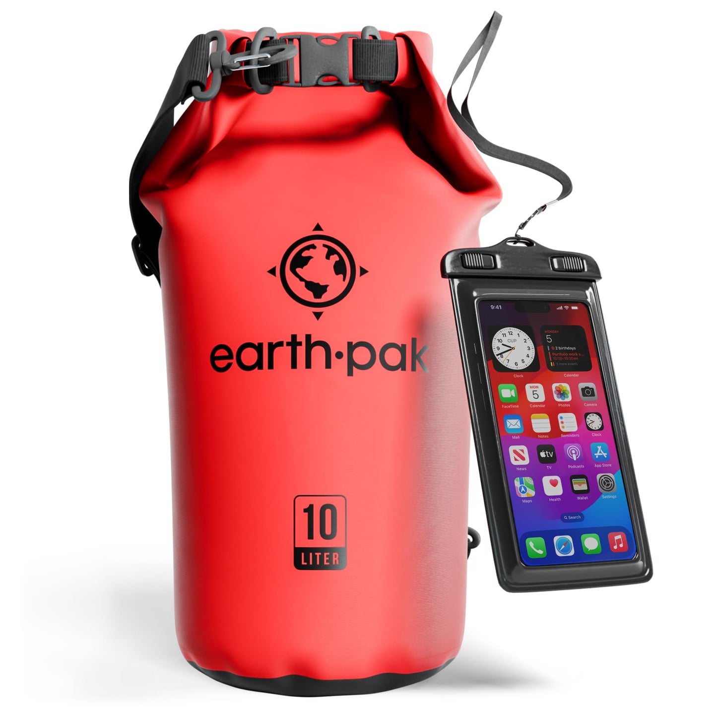 Earth Pak Waterproof Dry Bag - Roll Top Waterproof Backpack Sack Keeps Gear Dry for Kayak with Waterproof Phone Case