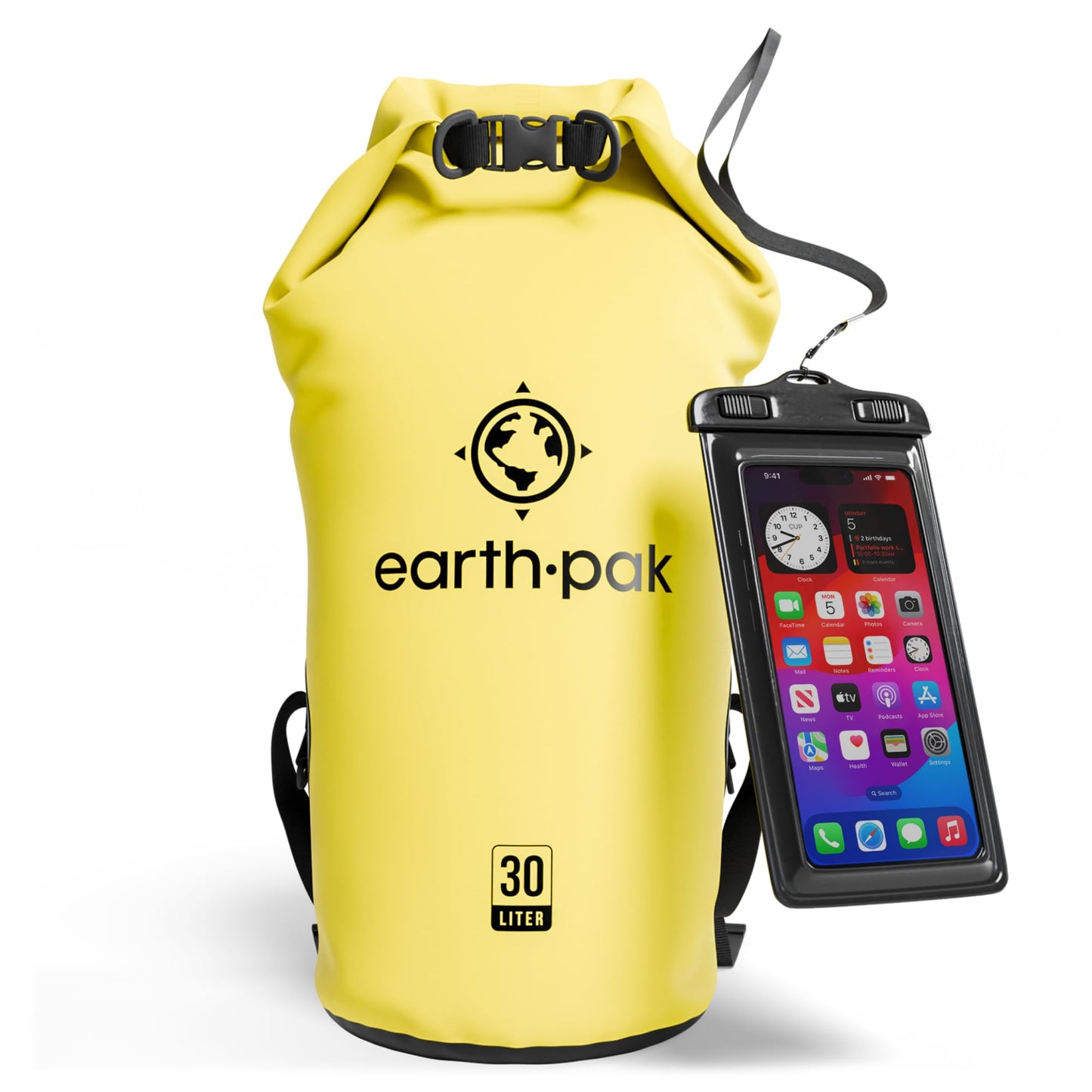 Earth Pak Waterproof Dry Bag - Roll Top Waterproof Backpack Sack Keeps Gear Dry for Kayak with Waterproof Phone Case