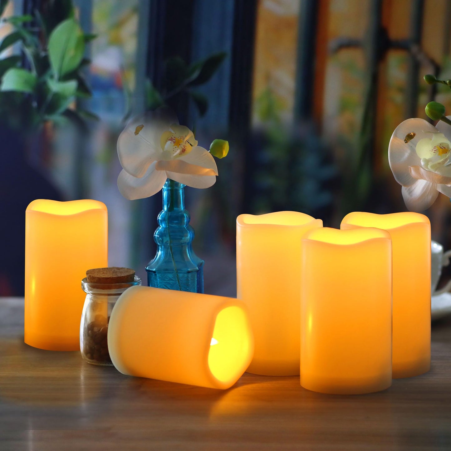 CANDLE CHOICE Waterproof Outdoor Battery Operated Flameless Candles with Remote Timer Plastic Flickering Fake Electric LED Pillars for Lantern Garden Wedding Christmas Decorations 3x4 Inches 2 PCS