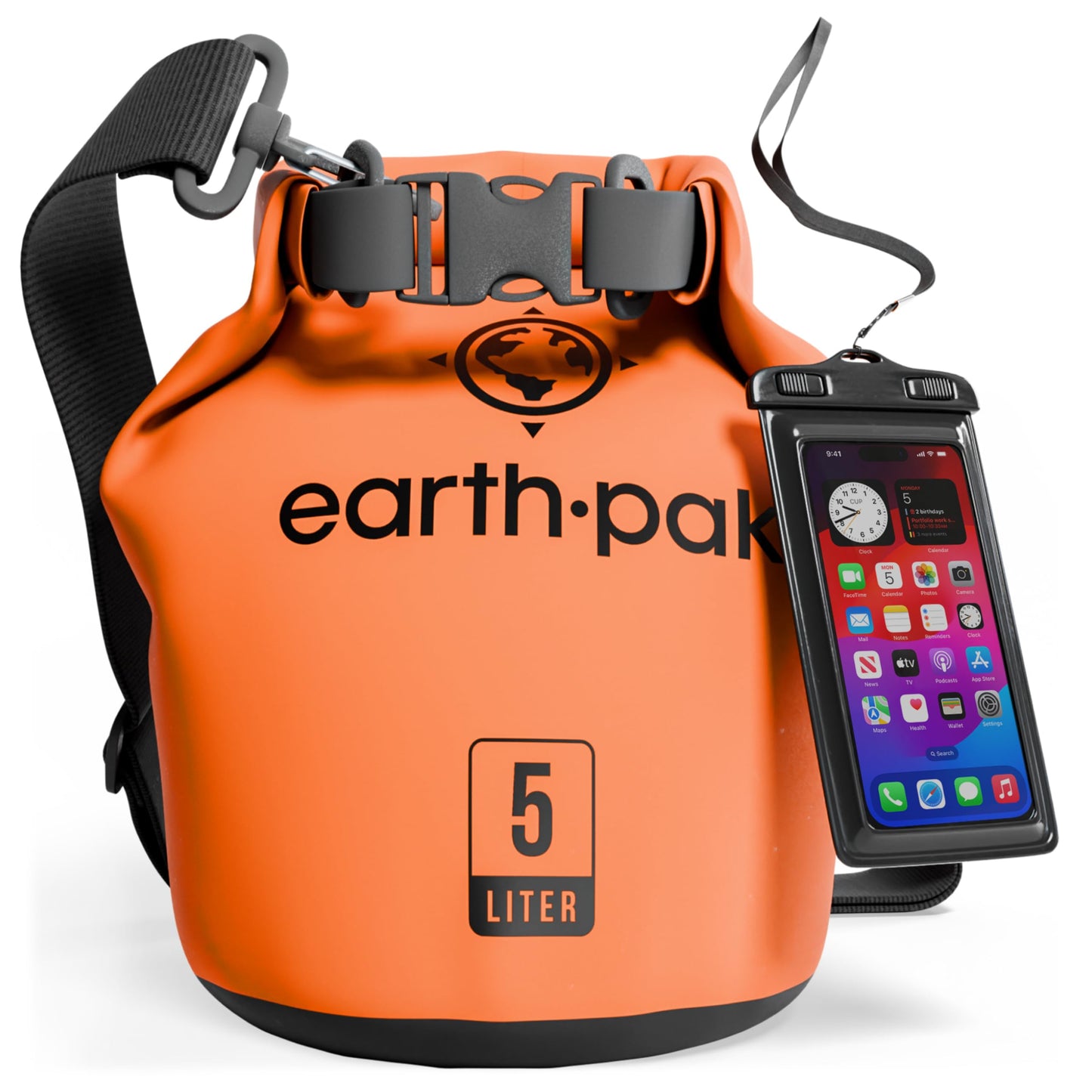 Earth Pak Waterproof Dry Bag - Roll Top Waterproof Backpack Sack Keeps Gear Dry for Kayak with Waterproof Phone Case