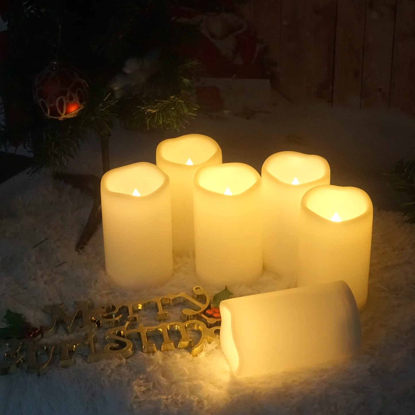 CANDLE CHOICE Waterproof Outdoor Battery Operated Flameless Candles with Remote Timer Plastic Flickering Fake Electric LED Pillars for Lantern Garden Wedding Christmas Decorations 3x4 Inches 2 PCS