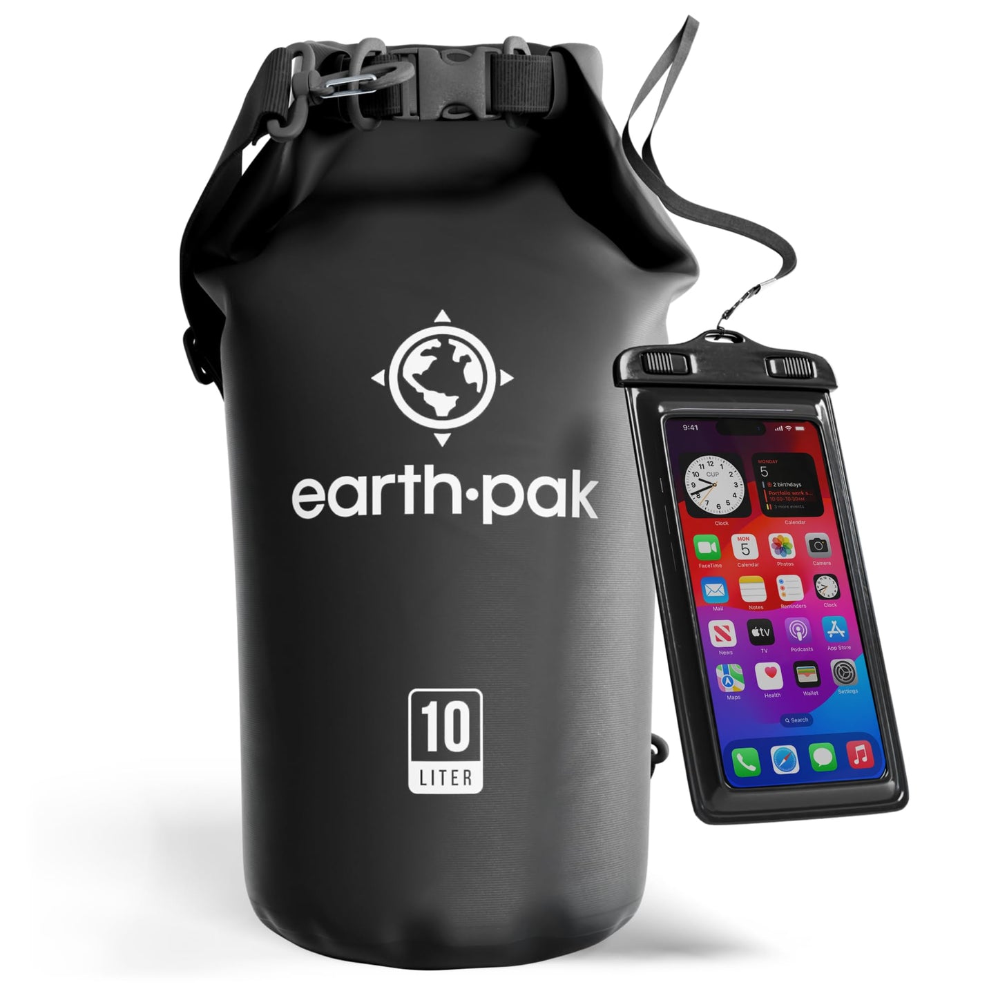 Earth Pak Waterproof Dry Bag - Roll Top Waterproof Backpack Sack Keeps Gear Dry for Kayak with Waterproof Phone Case