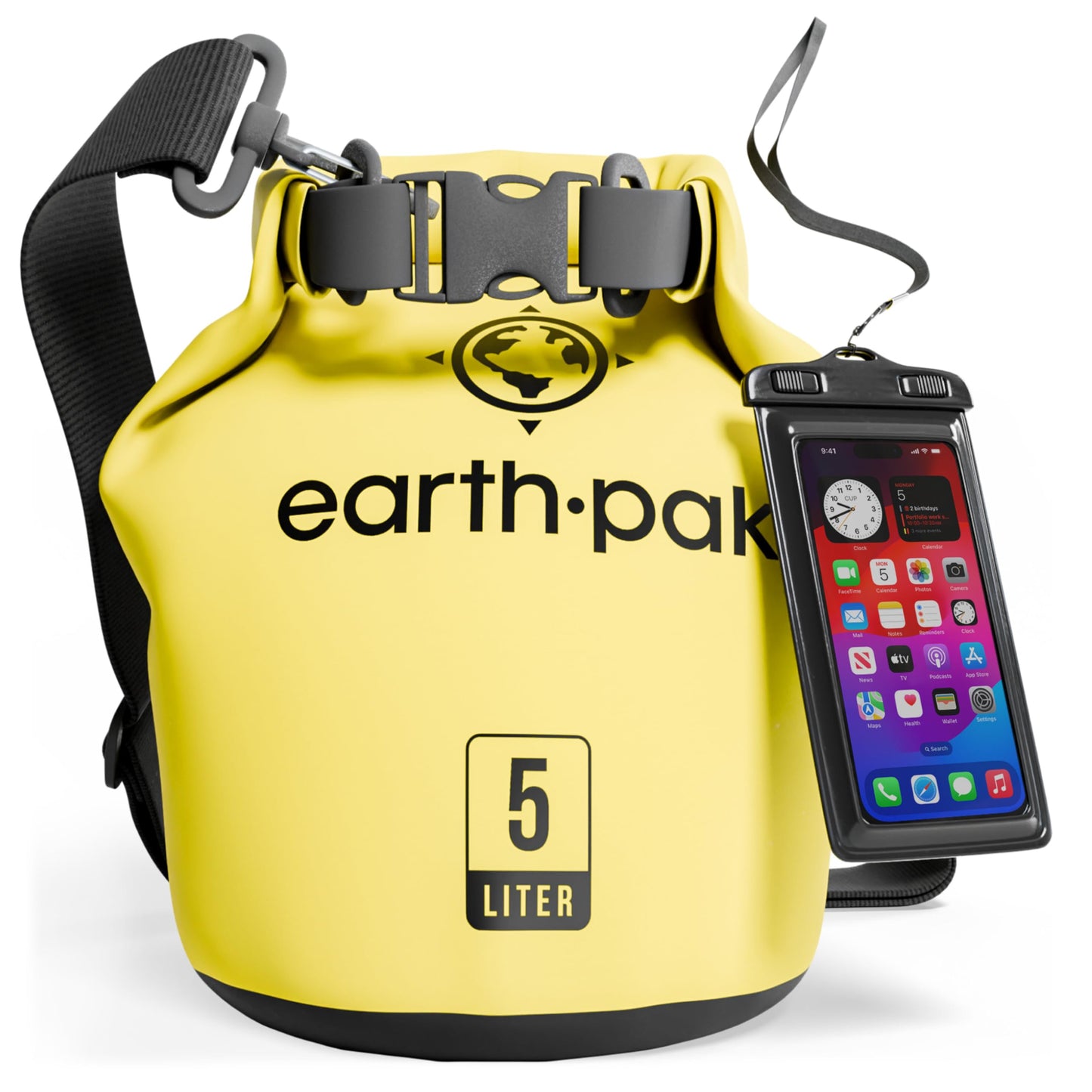 Earth Pak Waterproof Dry Bag - Roll Top Waterproof Backpack Sack Keeps Gear Dry for Kayak with Waterproof Phone Case