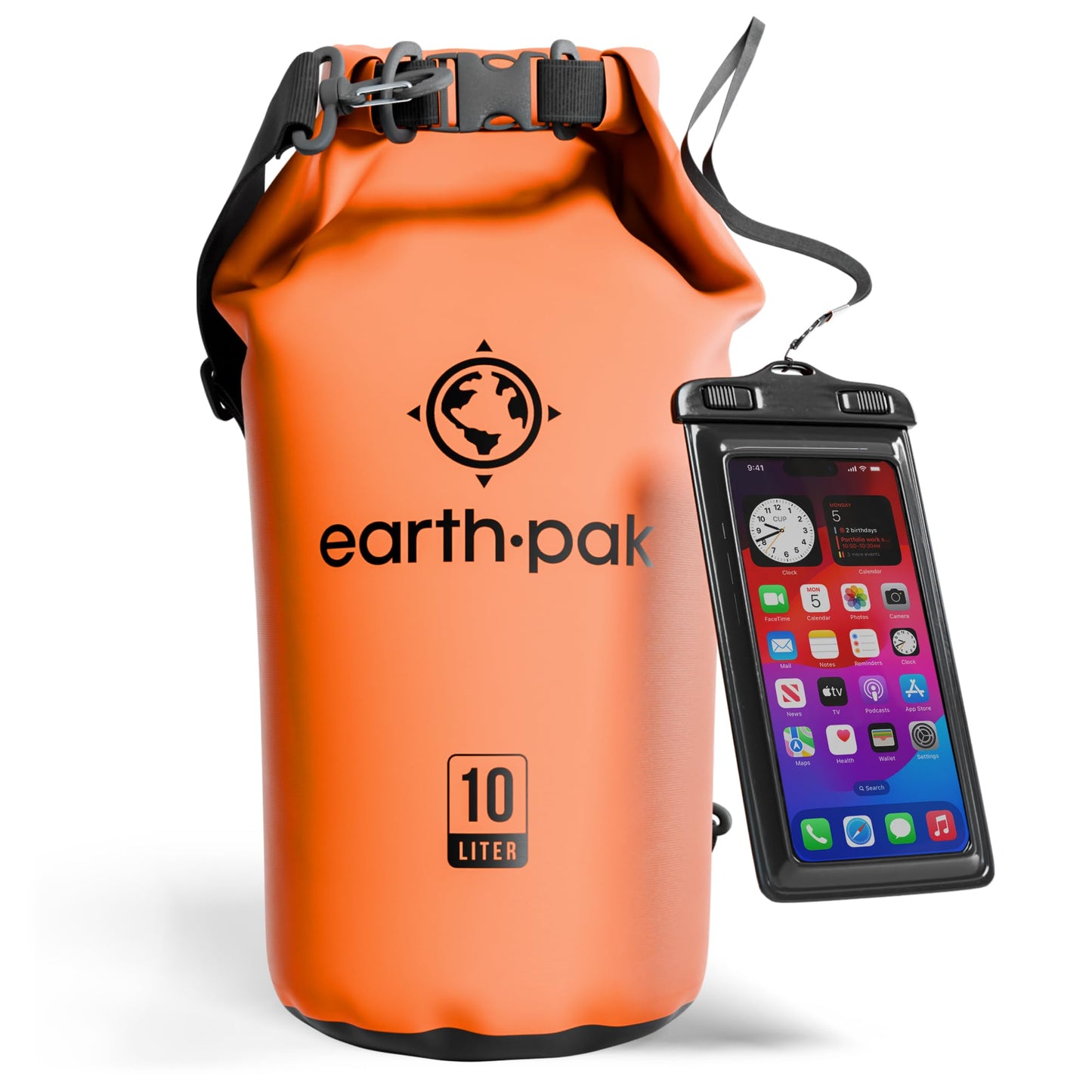 Earth Pak Waterproof Dry Bag - Roll Top Waterproof Backpack Sack Keeps Gear Dry for Kayak with Waterproof Phone Case