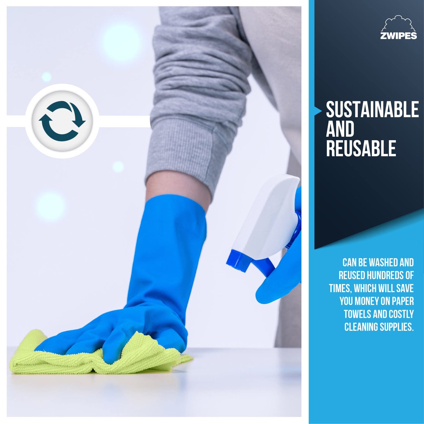 Zwipes 735 Microfiber Towel Cleaning Cloths, 12 Pack