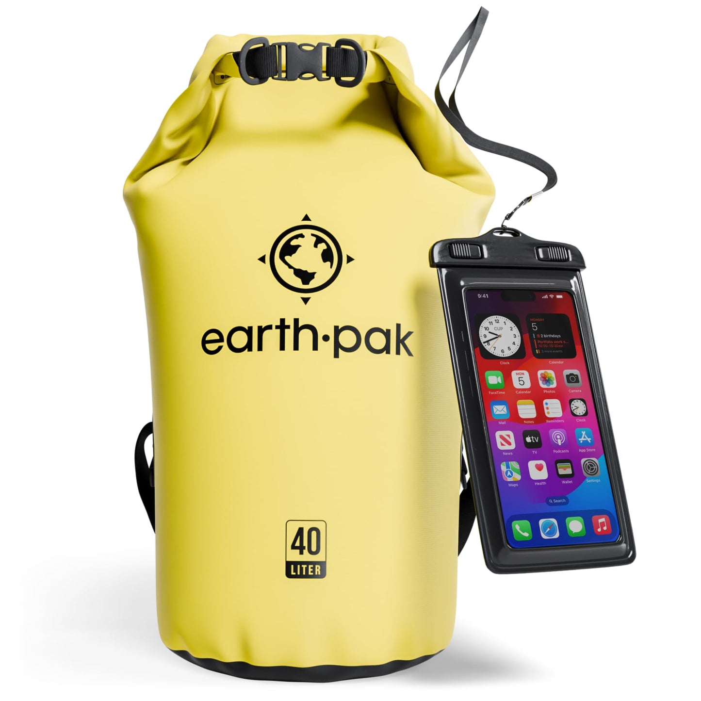 Earth Pak Waterproof Dry Bag - Roll Top Waterproof Backpack Sack Keeps Gear Dry for Kayak with Waterproof Phone Case