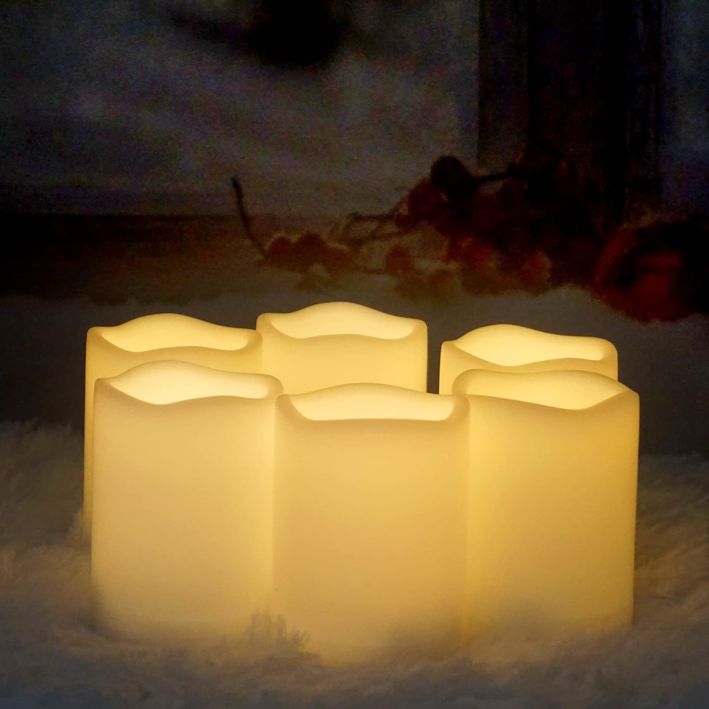 CANDLE CHOICE Waterproof Outdoor Battery Operated Flameless Candles with Remote Timer Plastic Flickering Fake Electric LED Pillars for Lantern Garden Wedding Christmas Decorations 3x4 Inches 2 PCS