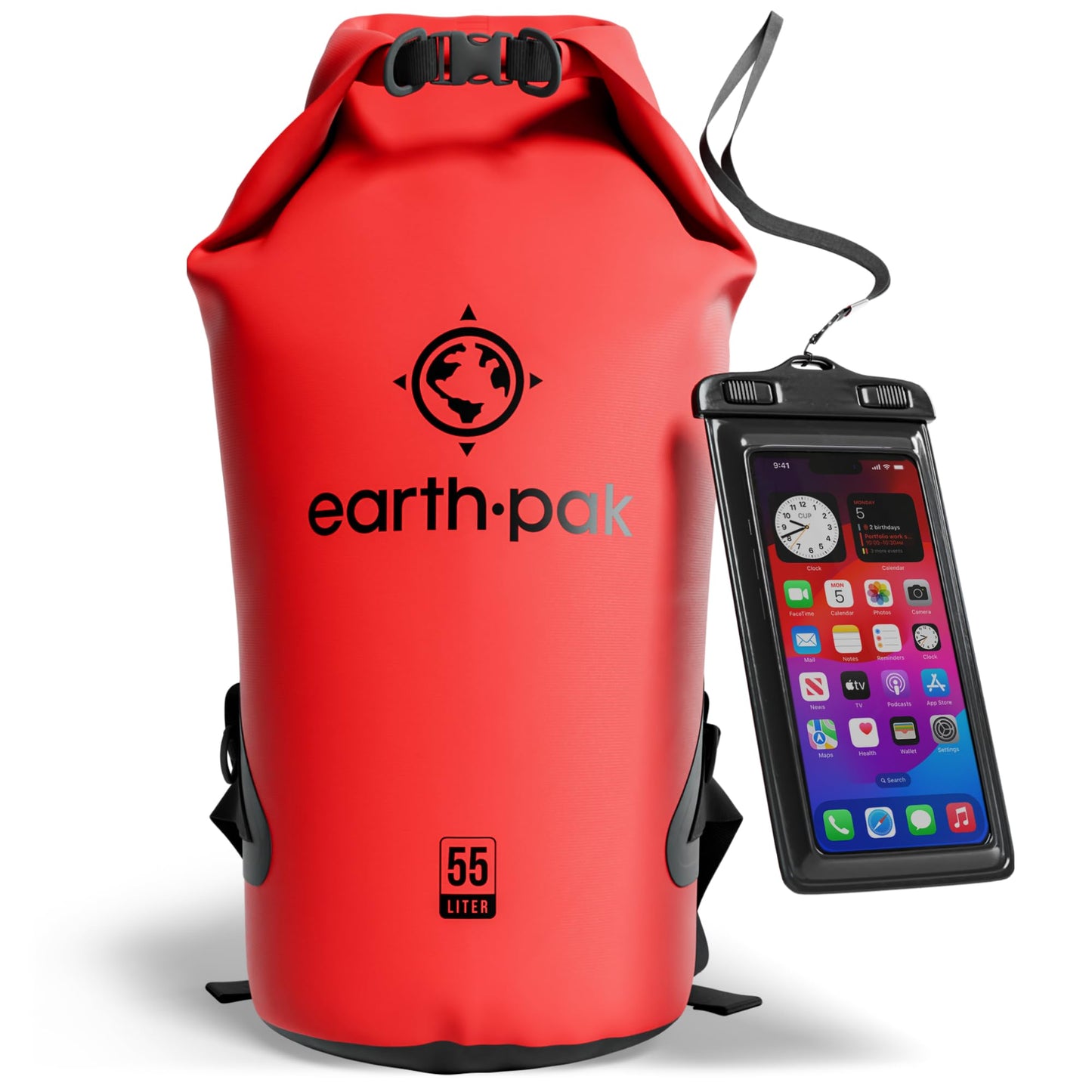 Earth Pak Waterproof Dry Bag - Roll Top Waterproof Backpack Sack Keeps Gear Dry for Kayak with Waterproof Phone Case