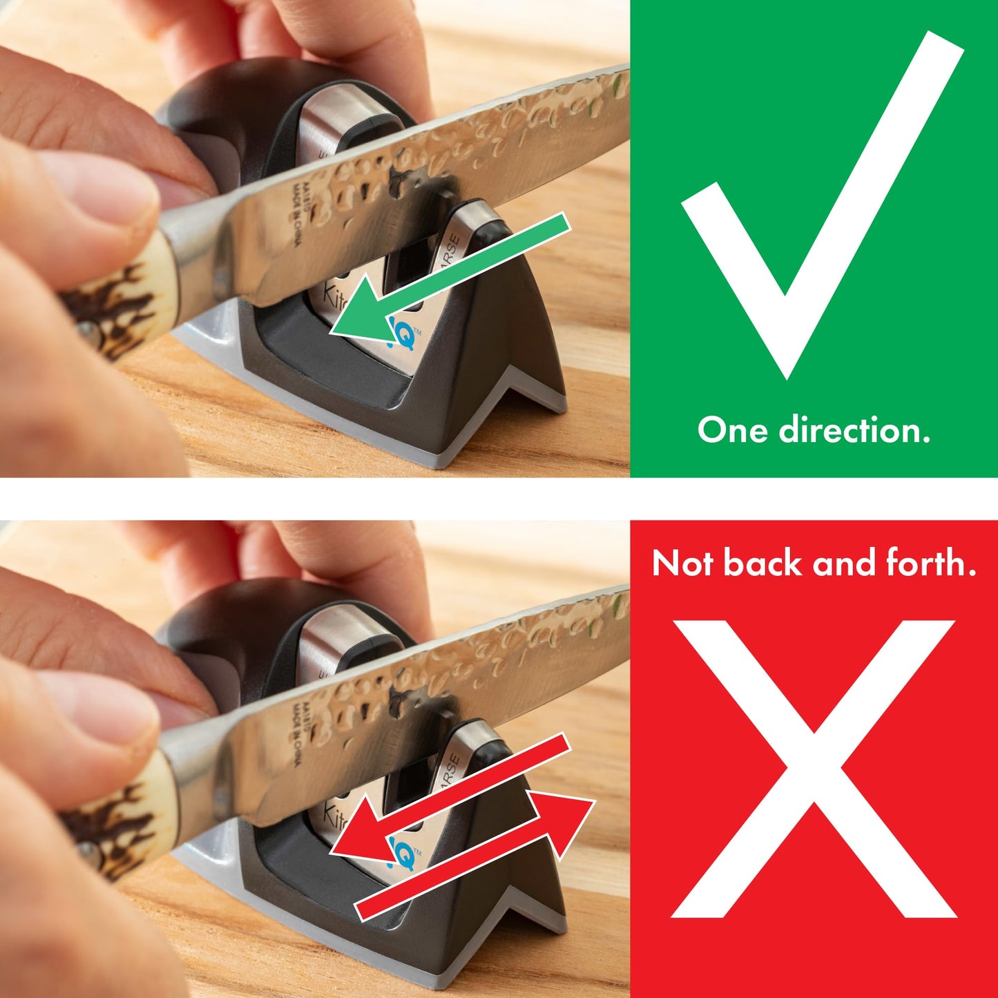 KitchenIQ 50825 | Diamond Deluxe Edge Grip 2-Stage Knife Sharpener | Black | Coarse & Fine Sharpeners | Compact for Easy Storage | Non-Slip Base | Soft Grip Rubber Handle | Straight & Serrated Knives