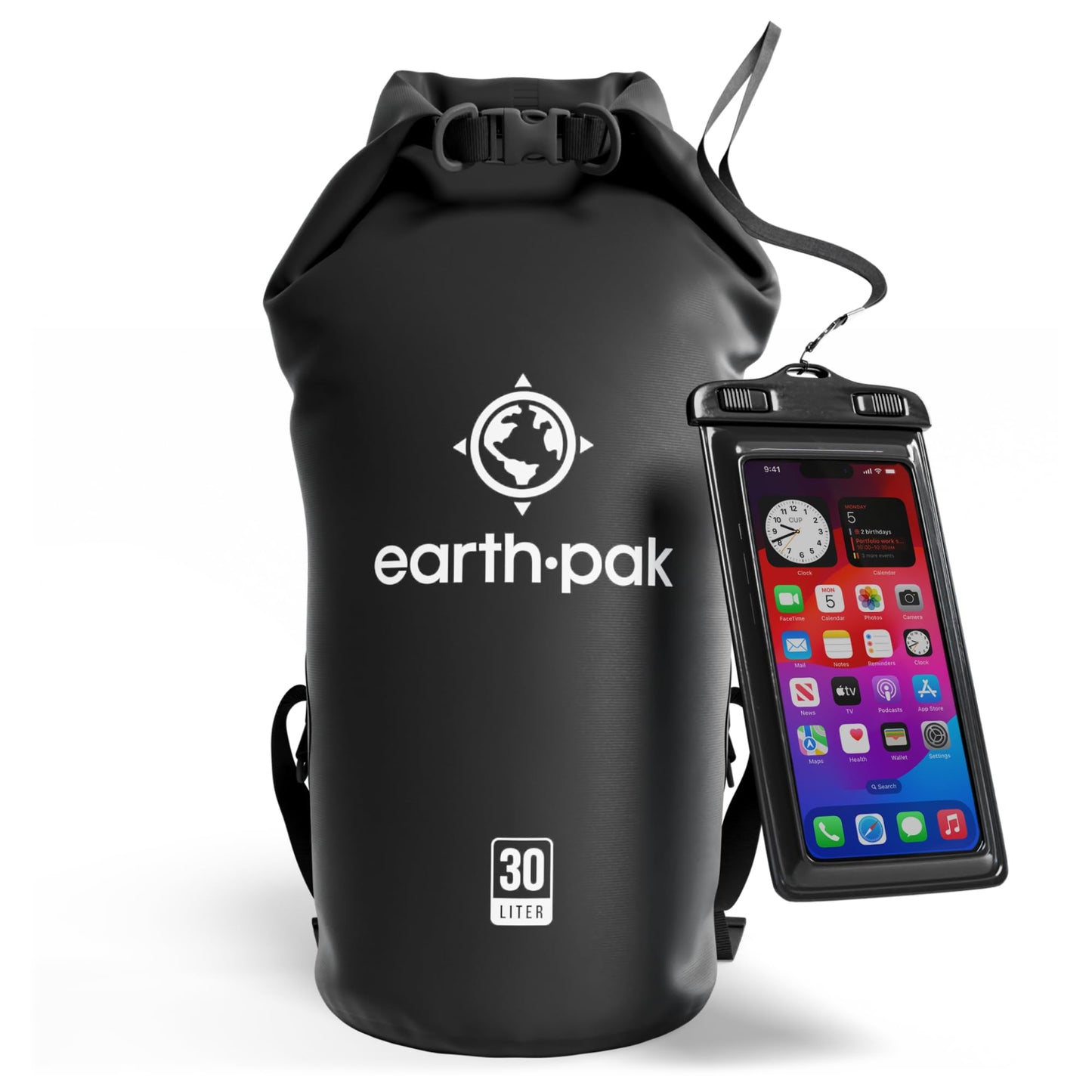 Earth Pak Waterproof Dry Bag - Roll Top Waterproof Backpack Sack Keeps Gear Dry for Kayak with Waterproof Phone Case
