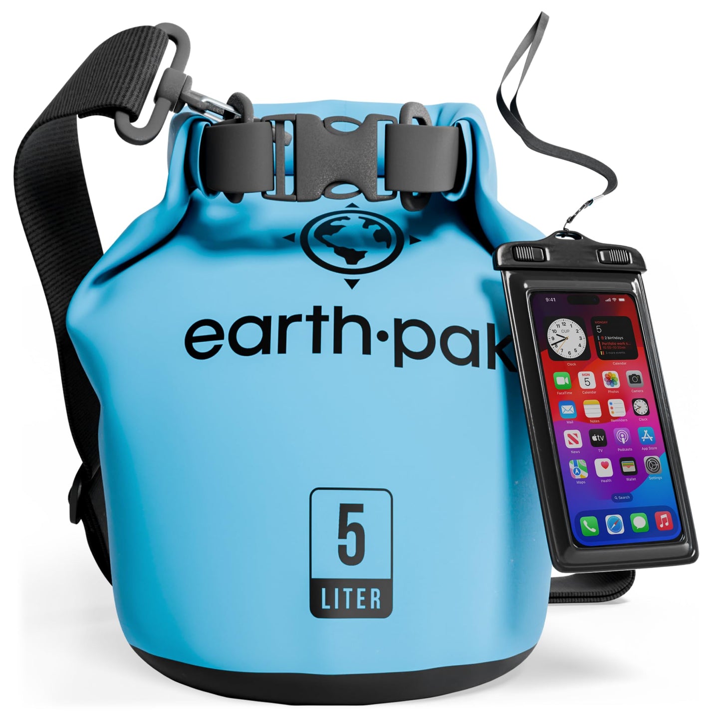 Earth Pak Waterproof Dry Bag - Roll Top Waterproof Backpack Sack Keeps Gear Dry for Kayak with Waterproof Phone Case