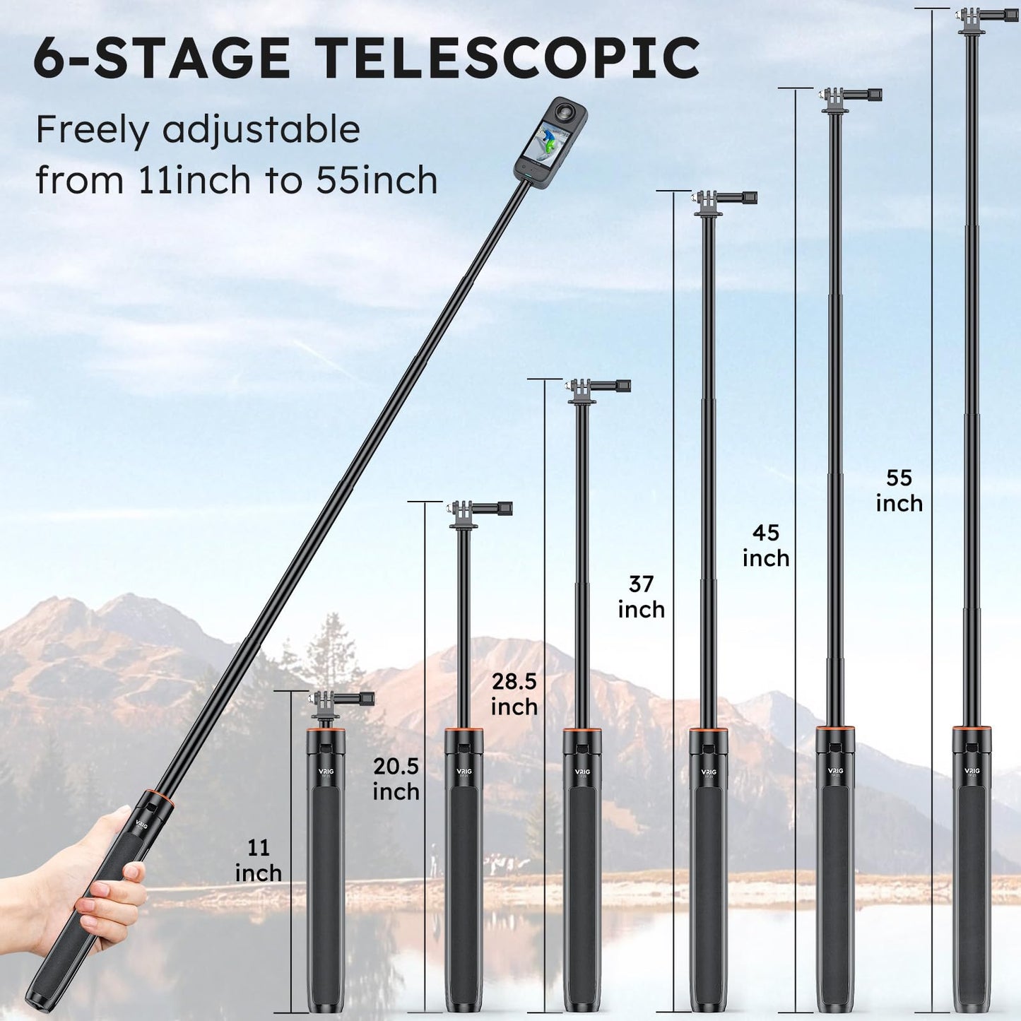 VRIG 57" Extendable Phone Tripod & Camera Tripod,3in1 Selfie Stick with Wireless Remote Shutter,360° Ball Head Cold Shoe Cell Phone Stand for iPhone/Gopro/Nikon Canon Camera
