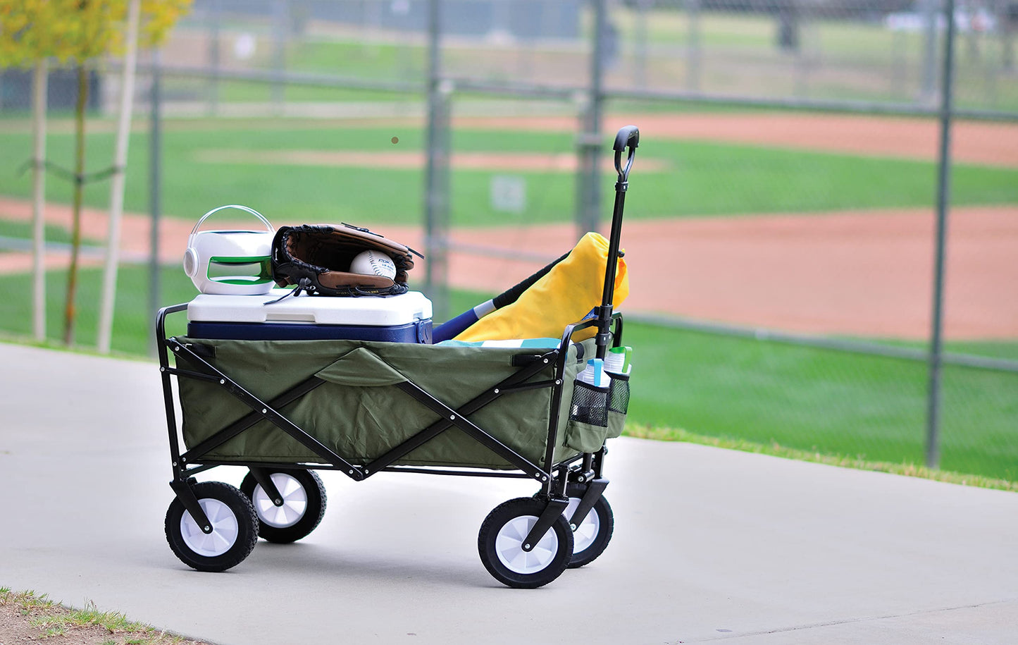 Mac Sports Heavy Duty Steel Frame Collapsible Folding 150 Pound Capacity Outdoor Camping Garden Utility Wagon Yard Cart, Red