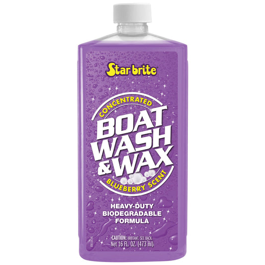 STAR BRITE Boat Wash & Wax - Heavy Duty Concentrate - Clean, Shine & Protect in One Easy Step - 1 Ounce Makes 1 Gallon - Blueberry Scent