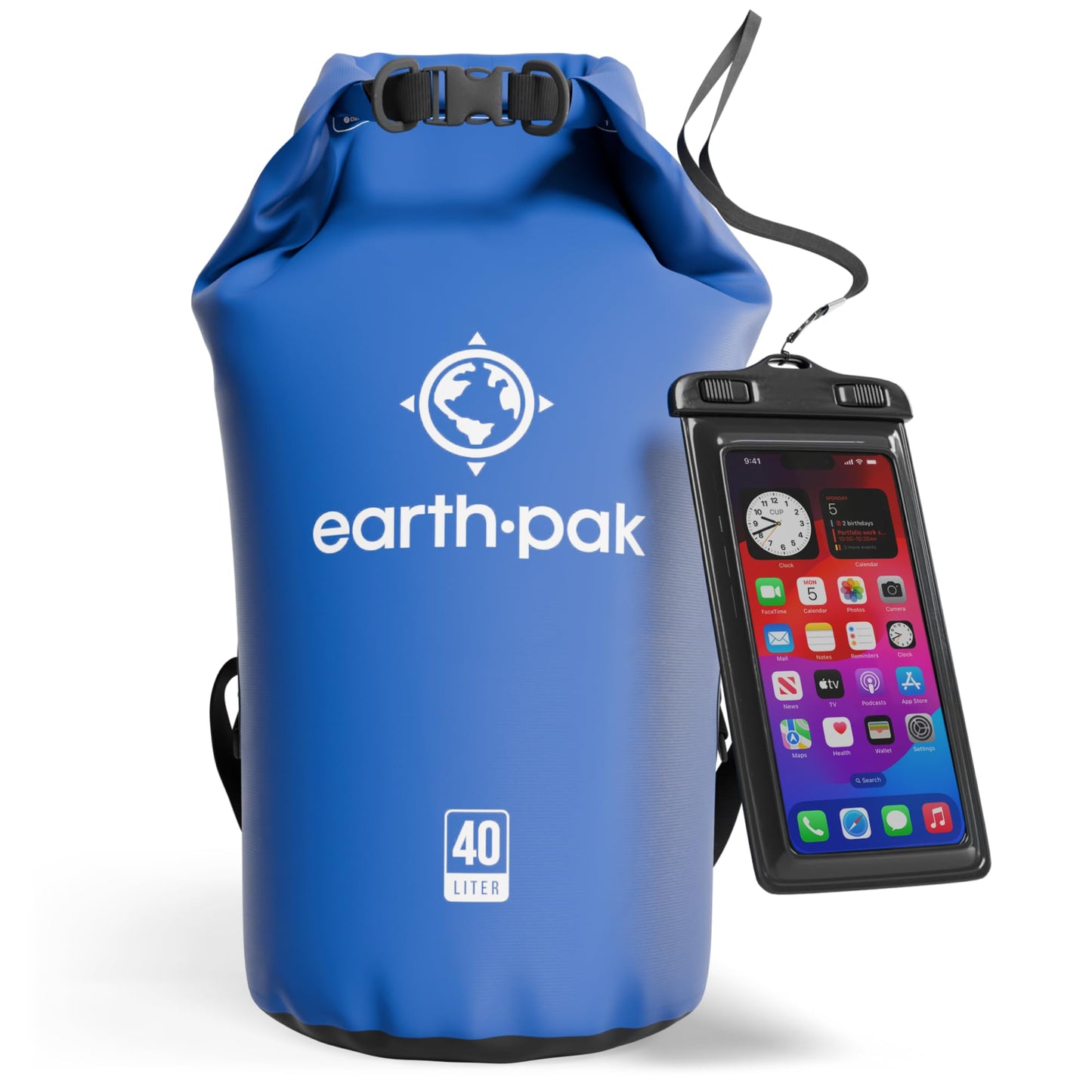 Earth Pak Waterproof Dry Bag - Roll Top Waterproof Backpack Sack Keeps Gear Dry for Kayak with Waterproof Phone Case