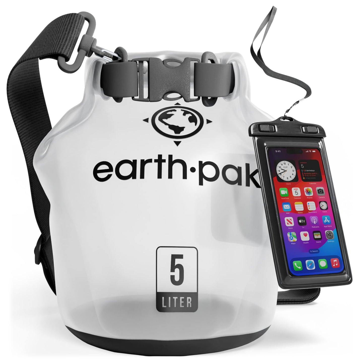 Earth Pak Waterproof Dry Bag - Roll Top Waterproof Backpack Sack Keeps Gear Dry for Kayak with Waterproof Phone Case